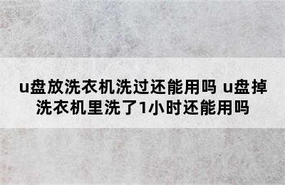 u盘放洗衣机洗过还能用吗 u盘掉洗衣机里洗了1小时还能用吗